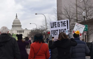Organizers and a limited number of participants march in the 48th annual March for Life in Washington D.C., Jan. 29, 2021. Claudette Jerez/CNA